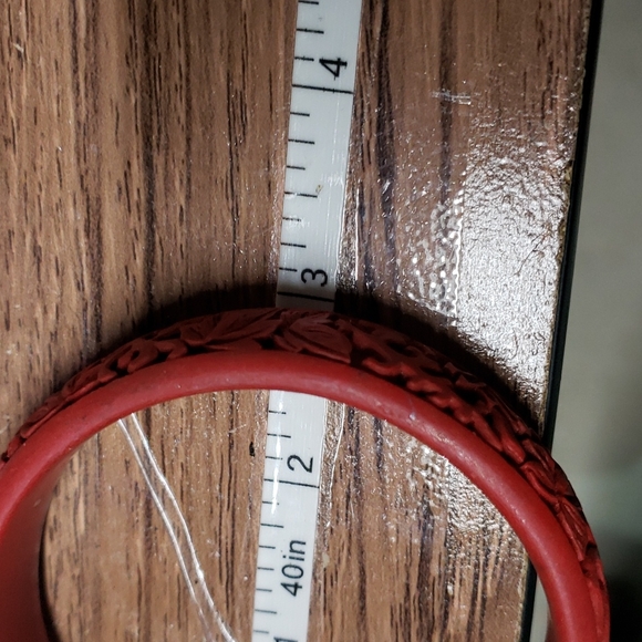 Chunky Vintage Carved Chinese Cinnabar Bangle Bracelet - Picture 8 of 8